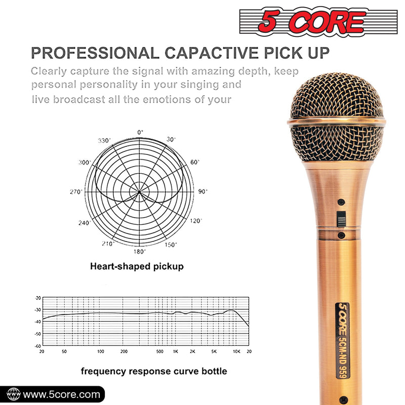 5Core Microphone Pro Neodymium Dynamic Mic XLR Audio Cardiod Karaoke w/ Mic Clip ND-959 Elantra-4