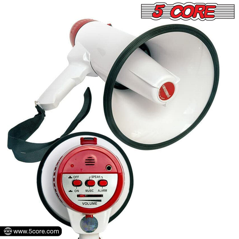 5 Core 10 Watt Professional Megaphone Clear & Far Reaching Sound- Multi-Function with Siren, Volume Control | Detachable Handheld Mic | for Indoor & Outdoor Sports, Emergency Response - 20 F-3