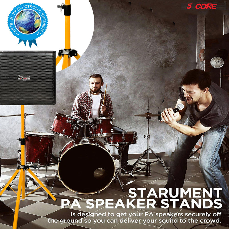 5 Core Speakers Stands 1 Piece Yellow Height Adjustable Tripod PA Monitor Holder for Large Speakers DJ Stand Para Bocinas - SS ECO 1PK RED WoB-11