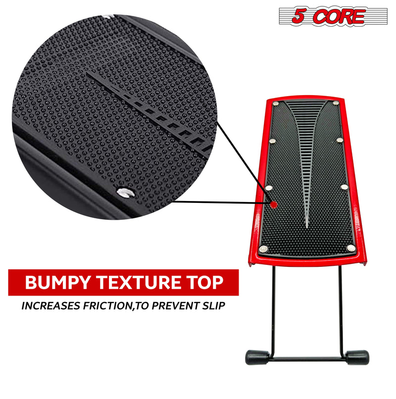 5 Core Guitar Footstool Red| Adjustable Guitar Foot Rest|Solid Iron Guitar Foot Stand with 6-Level Height| Sturdy and Durable Guitar Leg Rest Step- GFS RED-3