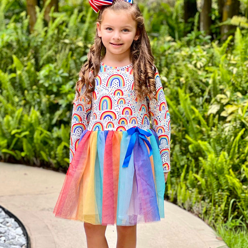 Girls Boutique Ombre Rainbow Mesh Tulle Party Dress-3