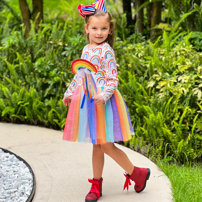 Girls Boutique Ombre Rainbow Mesh Tulle Party Dress-4