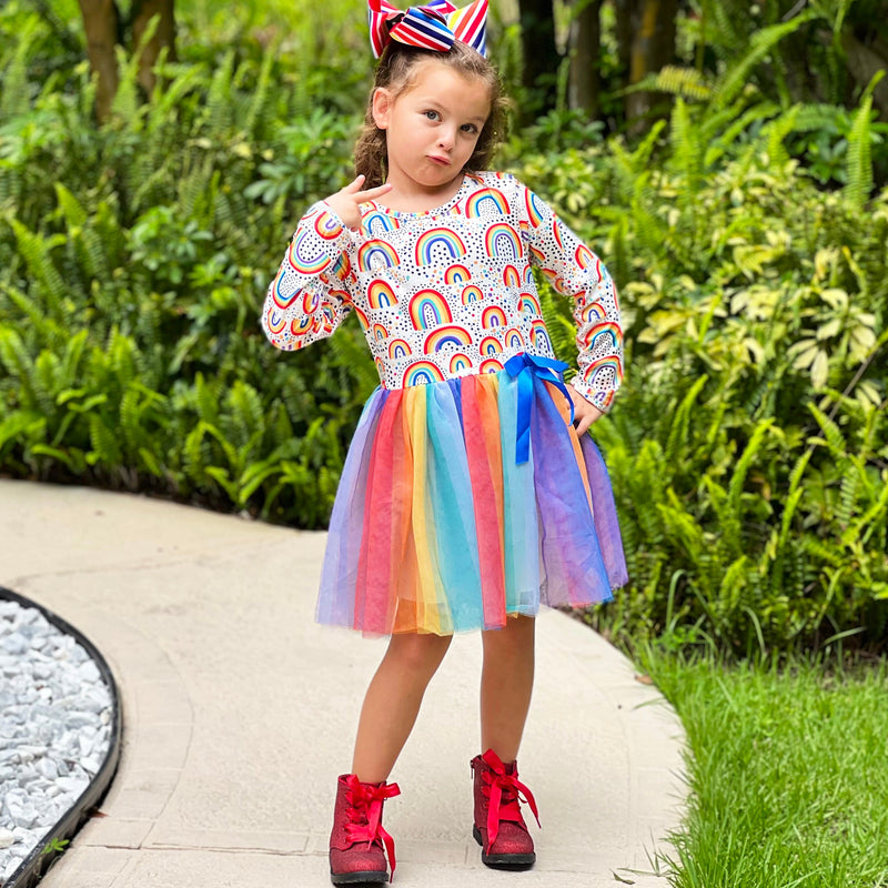 Girls Boutique Ombre Rainbow Mesh Tulle Party Dress-7