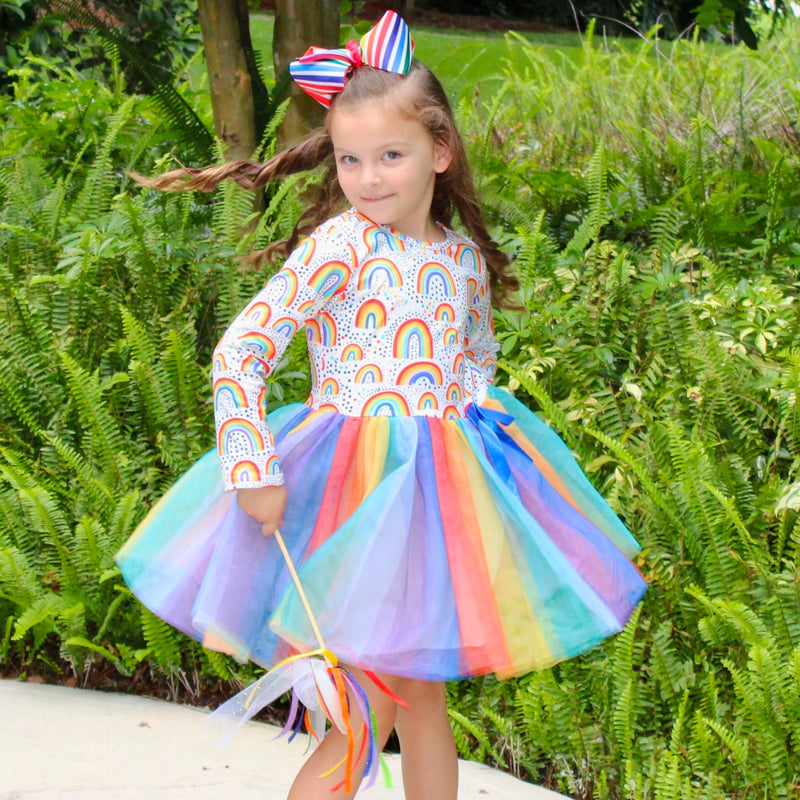Girls Boutique Ombre Rainbow Mesh Tulle Party Dress-12