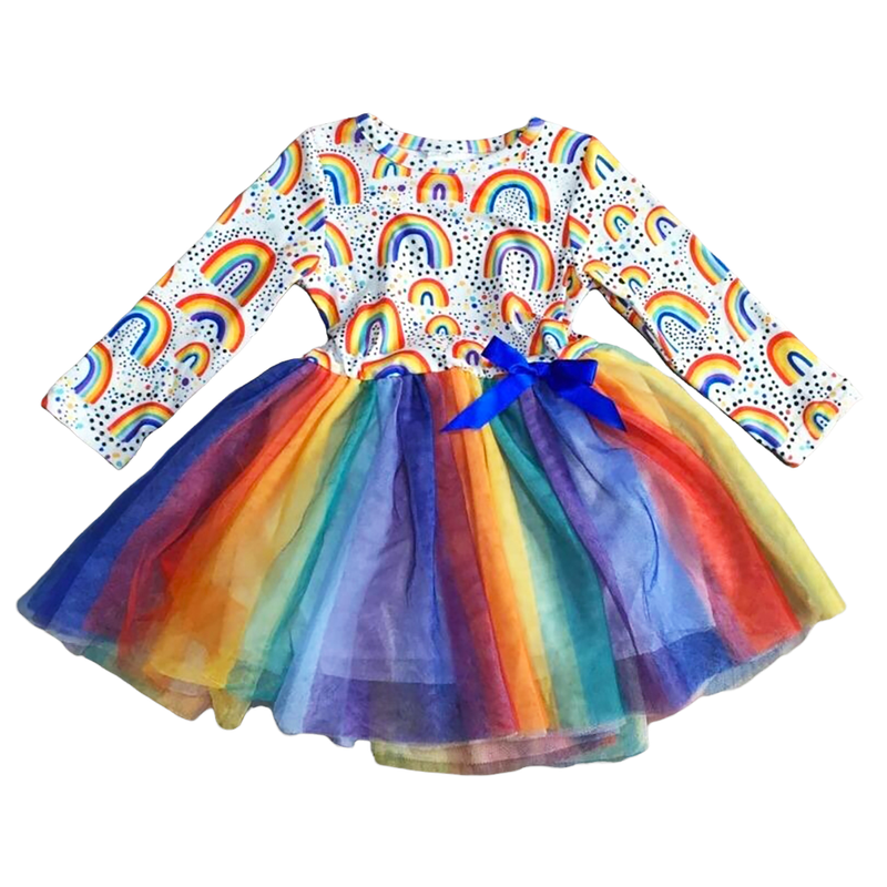 Girls Boutique Ombre Rainbow Mesh Tulle Party Dress-9