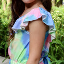 Girls Pastel Tie Dye Shorts Jumpsuit Easter Spring Kids Romper-6