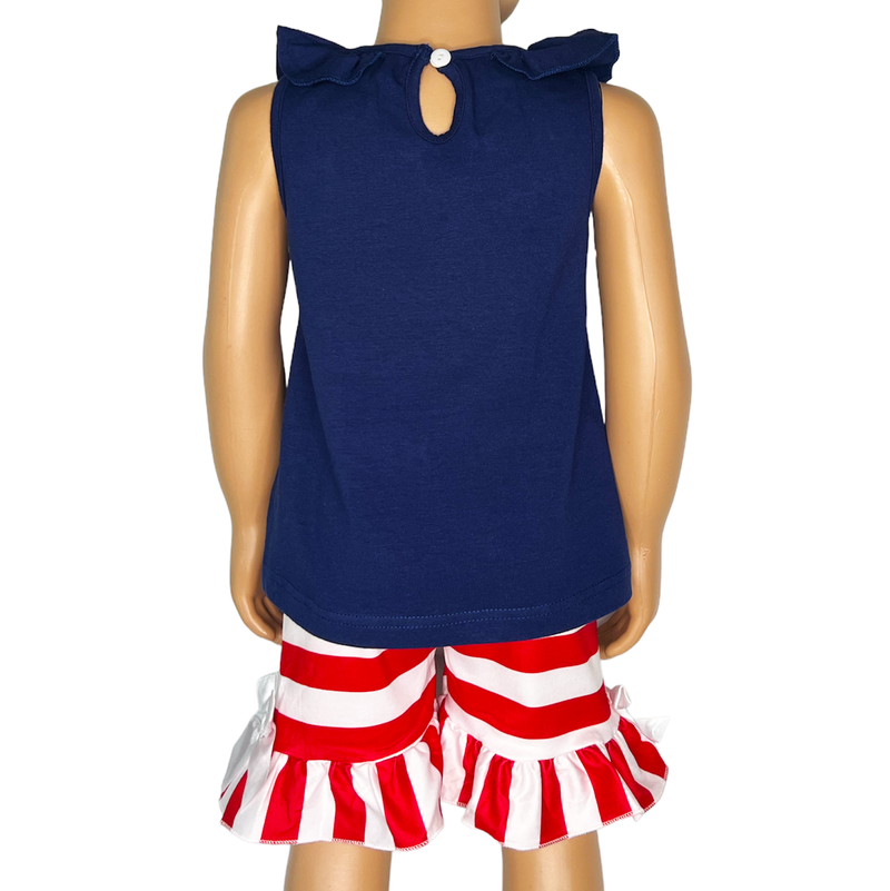Girls Nautical Sailboat Tank And Ruffle Shorts Outfit-2