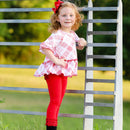 AnnLoren Little & Big Girls 3/4 Angel Sleeve Red Plaid Cotton Knit Ruffle Shirt-7