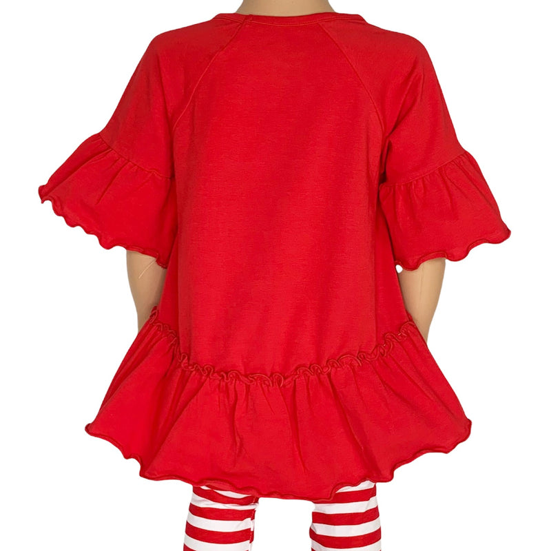 AnnLoren Little & Big Girls 3/4 Angel Sleeve Red Cotton Knit Ruffle Shirt-7