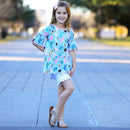 AnnLoren Little & Big Girls Seashell  3/4 Angel Sleeve Cotton Knit Shirt-4