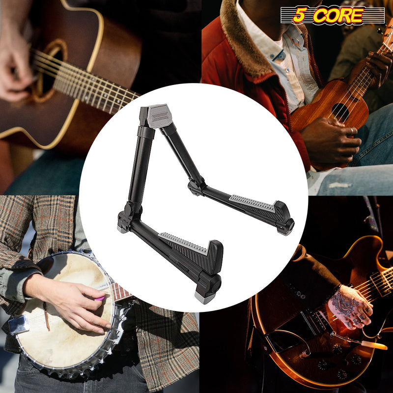 5 Core Guitar Stand Lightweight Premium Aluminum Build Adjustable A-Frame Stand Folding Floor Portable Music Instrument Stand - GSS AL BLK-5
