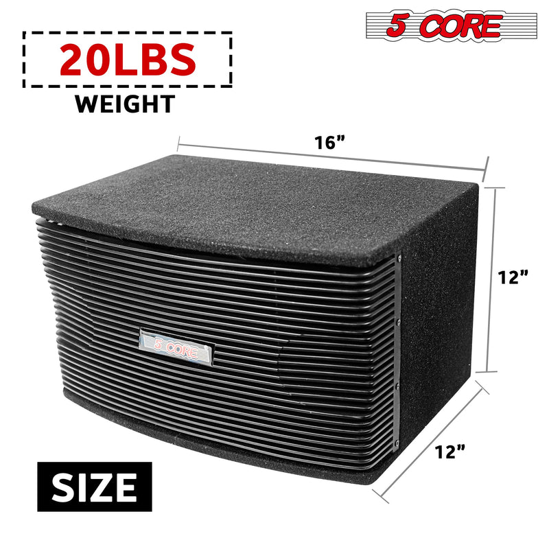 5 Core DJ speakers 8" PA Speaker System 80W RMS PA System Tough ABS Cabinet Speakon Connection 8 Ohm Portable Sound System w Subwoofer -Ventilo 890-2