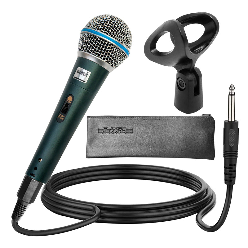 5 Core Microphone Karaoke XLR Wired Professional Studio Mic w ON/OFF Switch Integrated Pop Filter Dynamic Cardioid Unidirectional -BETA-0