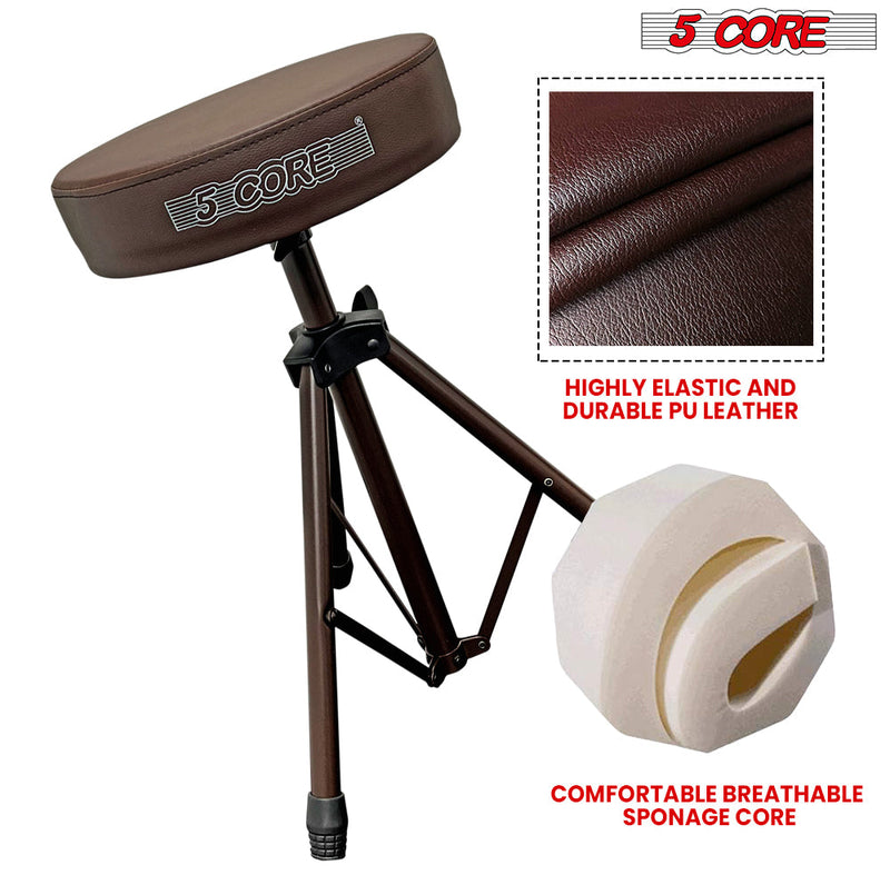5 Core Drum Throne Height Adjustable guitar stool Thick Padded Memory Foam DJ Chair Seat with Anti Slip Feet Multipurpose Musician Chair for Adults and Kids Drummer Cello Guitar Player -DS 01 BR-2
