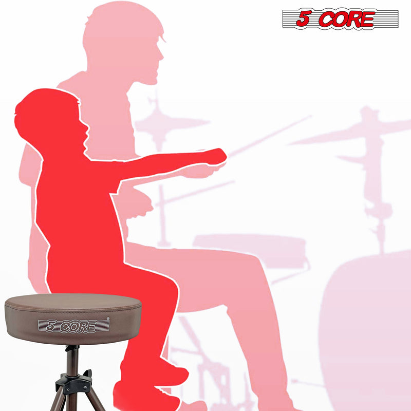 5 Core Drum Throne Height Adjustable guitar stool Thick Padded Memory Foam DJ Chair Seat with Anti Slip Feet Multipurpose Musician Chair for Adults and Kids Drummer Cello Guitar Player -DS 01 BR-6