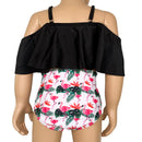 AL Limited Girls 2 piece Black Ruffle Top Pink Flamingos Bikini bathing suit-3