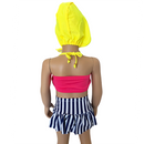 AL Limited Girls 3 piece Striped Skirt Hot Pink bathing suit-4