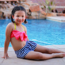 AL Limited Girls 3 piece Striped Skirt Hot Pink bathing suit-5