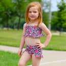 AL Limited Girls 2 piece Leopard Rose Tankini Swimsuit Bathing Suit-3