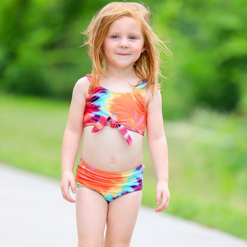 AL Limited Girls 2 piece Tie Dye Tankini Swimsuit Swirl Rainbow-0