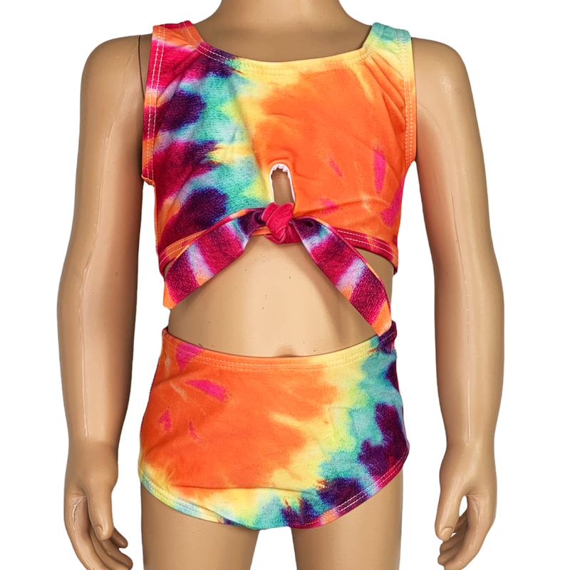AL Limited Girls 2 piece Tie Dye Tankini Swimsuit Swirl Rainbow-1