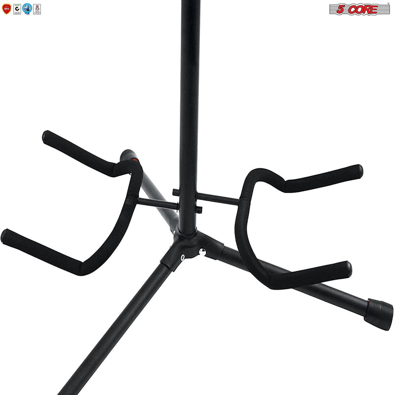 5 Core Guitar Stand Multi Guitar Stands Floor Metal Acoustic Bass Electric Guitar Stand With Soft Padding And Neck Rest Holds 2 Guitars -GSH 2N1-1