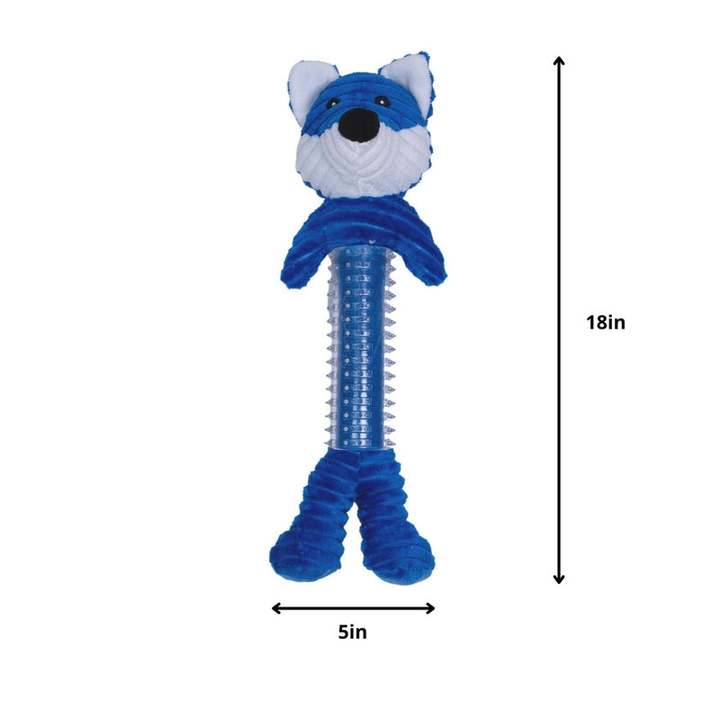 Blue Fox Corduroy Plush Squeaking Chew Toy for Dogs-3