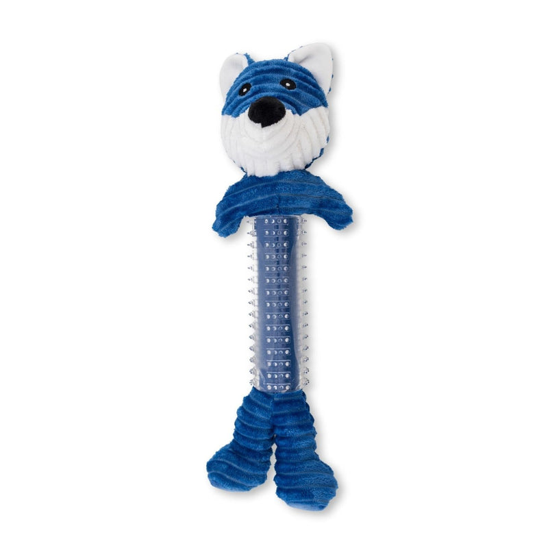 Blue Fox Corduroy Plush Squeaking Chew Toy for Dogs-1