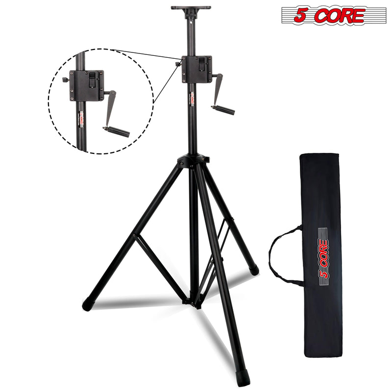 5 Core Crank Up Speaker Stand Height Adjustable 6ft-10 Inches Max Heavy Duty for Stage Light DJ monitor Holder 185LB Load Capacity w/ Safety Switch + Aluminum Mount + Carry Bag Black - SS HD CRANK-10