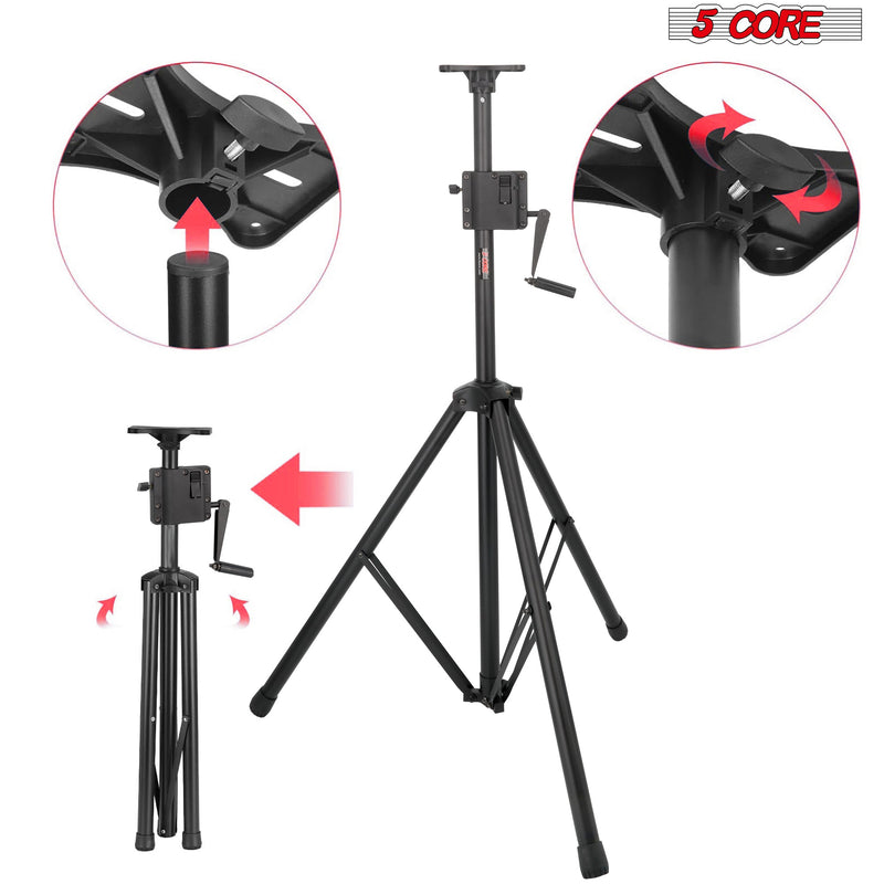 5 Core Crank Up Speaker Stand Height Adjustable 6ft-10 Inches Max Heavy Duty for Stage Light DJ monitor Holder 185LB Load Capacity w/ Safety Switch + Aluminum Mount + Carry Bag Black - SS HD CRANK-3
