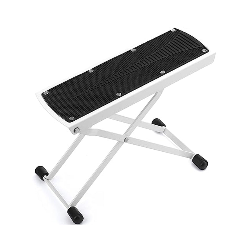 5 Core Guitar Footstool White| Adjustable Guitar Foot Rest| Solid Iron Guitar Foot Stand with 6-Level Height| Sturdy and Durable Guitar Leg Rest Step- GFS WH-0