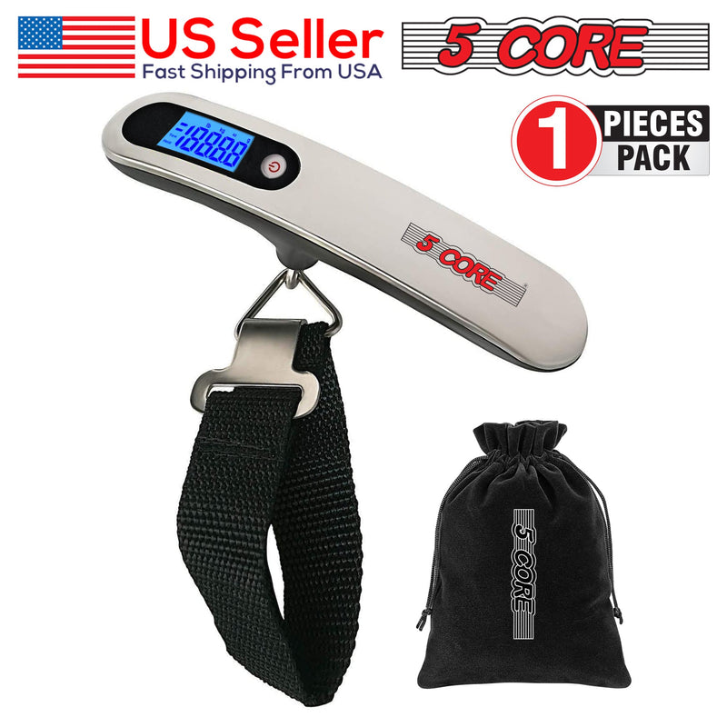 5 Core Luggage Scale 1 Piece 110 Pounds Digital Hanging Weight Scale w Backlight Rubber Paint Handle Battery Included- LS-005-13