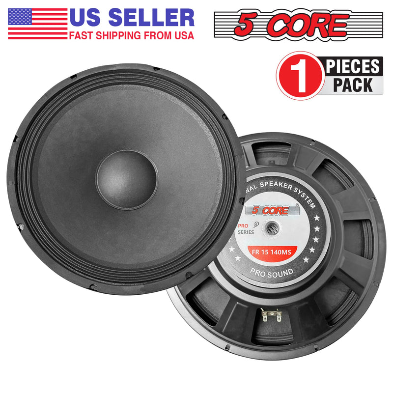 5 Core 15 Inch Subwoofer Speaker 250W RMS Full Range DJ Sub Woofer Systems 8 Ohm 60 OZ Magnet Raw Replacement Stereo Subwoofers -FR 15 140 MS-14