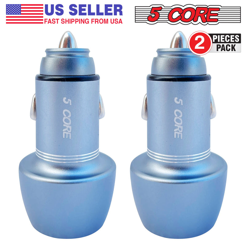 5 Core Car Charger Mini Aluminum Alloy Dual USB Power Adapter with PD QC 3.0 Port Soft LED Fast Charging for iPhone Samsung -CDKC12 2Pcs-13