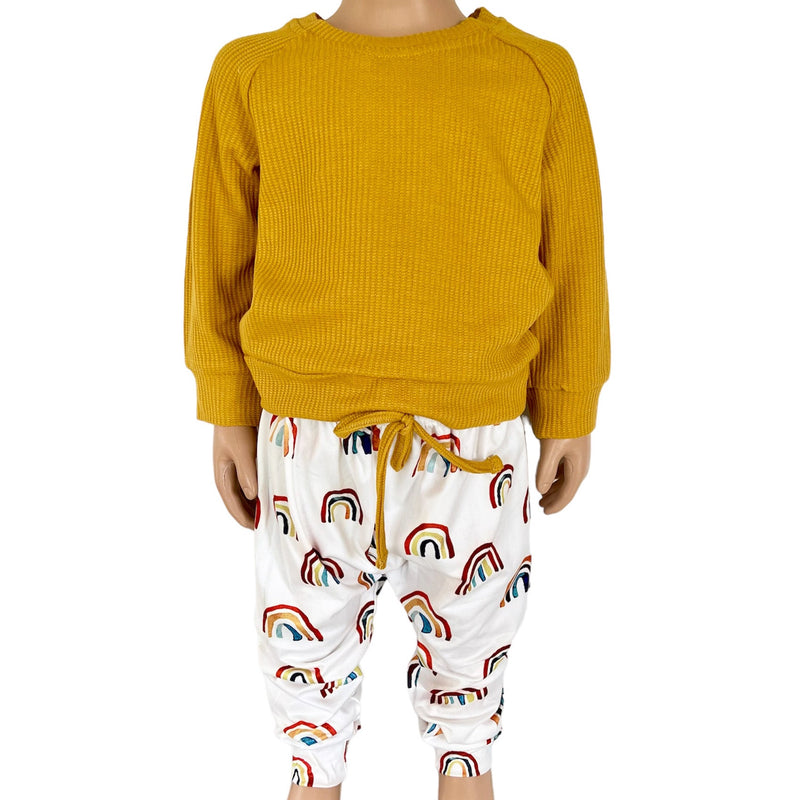 Unisex Rainbow Joggers and Mustard Shirt Baby/Toddler-0