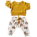 Unisex Rainbow Joggers and Mustard Shirt Baby/Toddler-2