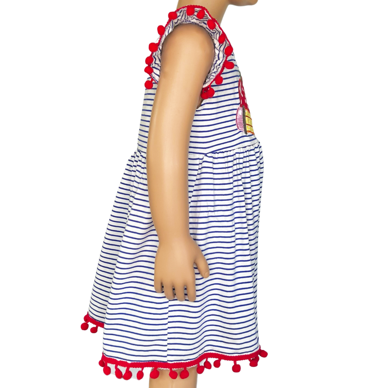 Girls Back to School Dress with Apple and Pencil applique-7