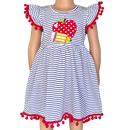 Girls Back to School Dress with Apple and Pencil applique-0