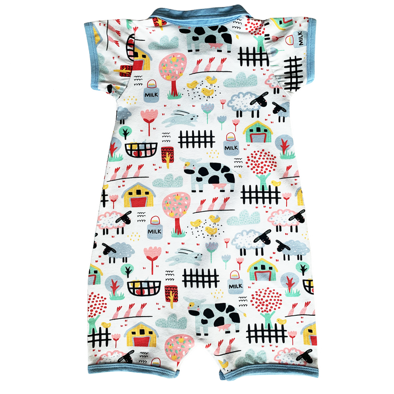 AnnLoren Baby/Toddler Boys short sleeve Fun Farm Animal Romper-3