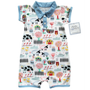 AnnLoren Baby/Toddler Boys short sleeve Fun Farm Animal Romper-4