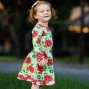 AnnLoren Girls Boutique Holiday Christmas Floral Cotton Winter Dress-5