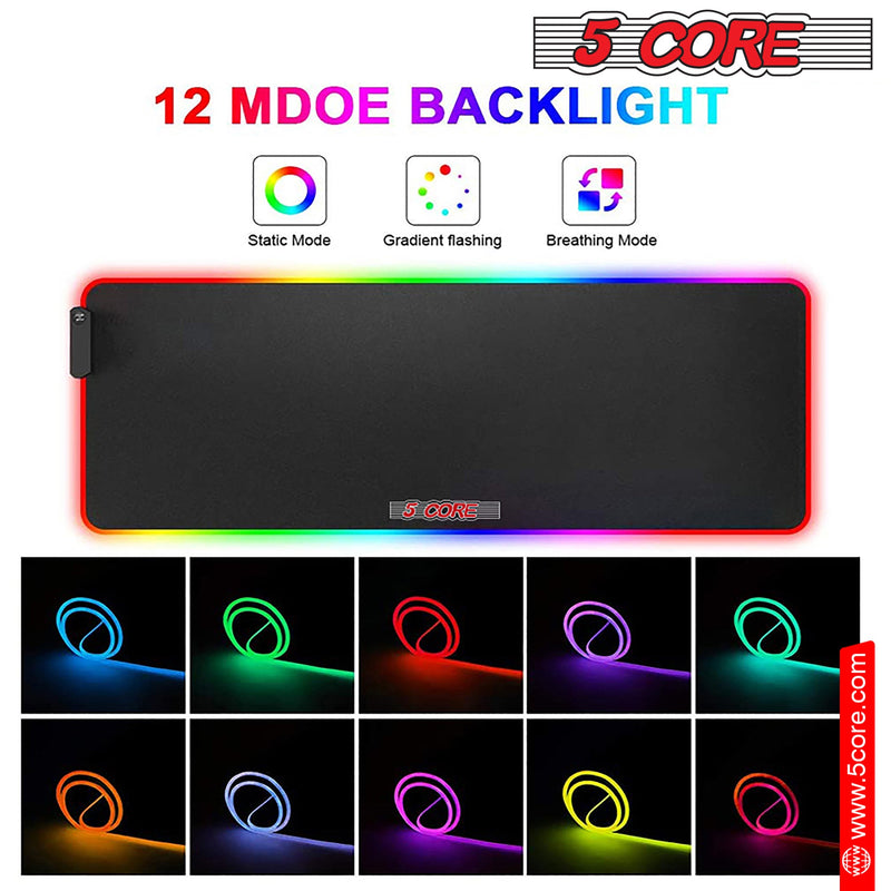 5 Core Large Mouse Pad Computer Mouse Mat with RGB Light Anti-Slip Rubber Base Easy Gliding Spill-Resistant Surface Extended Mousepad -KBP 800 RGB-6