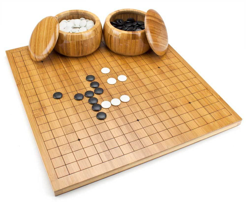 Bamboo Go Set with Reversible Board, Bowls, Stones