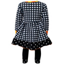 AnnLoren Girls Autumn Black and White Gingham Dress & Leggings Outfit-4