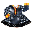 AnnLoren Girls Autumn Black and White Gingham Dress & Leggings Outfit-1