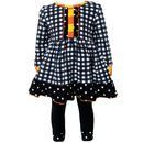 AnnLoren Girls Autumn Black and White Gingham Dress & Leggings Outfit-0