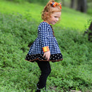 AnnLoren Girls Autumn Black and White Gingham Dress & Leggings Outfit-8