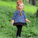 AnnLoren Girls Autumn Black and White Gingham Dress & Leggings Outfit-5