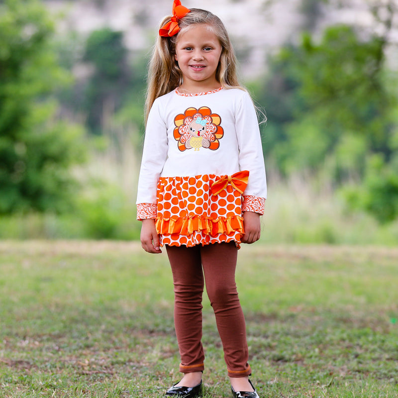 AnnLoren Big Little Girls Autumn Turkey Tunic & Leggings Holiday Thanksgiving Clothes-7