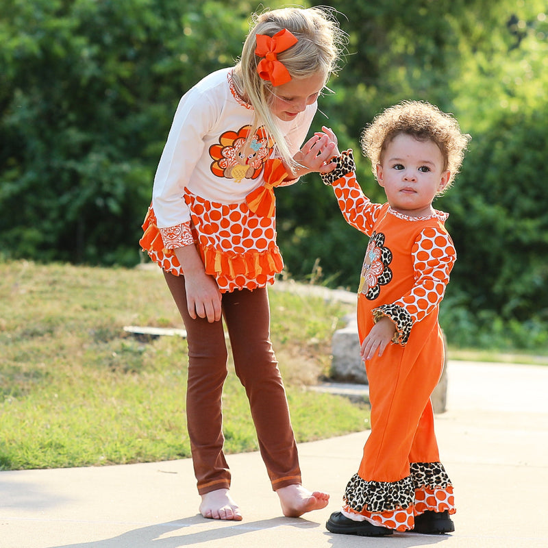 AnnLoren Big Little Girls Autumn Turkey Tunic & Leggings Holiday Thanksgiving Clothes-8